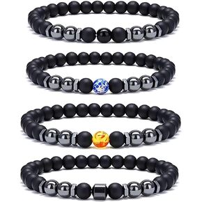 Anti-Swelling Black Obsidian Anklet, 4Pcs Magnetic Therapy Ankle Bracelet, Obsidian Beaded Bracelet For Men/Women Gifts