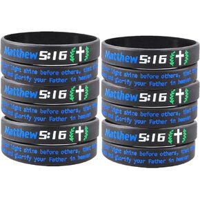 12 Packs Rubber Wristbands Bible Verse Bracelet Set Inspirational Quote Silicone Bracelets for Men Women,Strength Faith Scripture Cross Religious Jewelry Confirmation Baptism Easter Gift