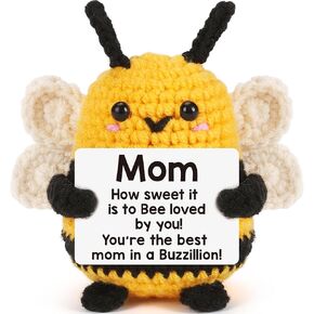 LEJIAJINW Funny Mothers Day Mother Gifts for Mom Mother-in-Law, Mother's Day Presents for Mommy Mama Stepmom New Bonus Moms Birthday Gift for Women, from Daughter Son, Mini Cute Crochet Bee Stuff