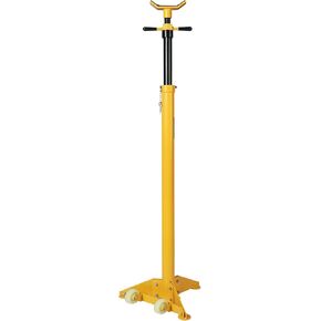 YELLOW JACKET Underhoist Support Stand 3/4 Ton Capacity, Lifting from 43.3" to 70.9", Two Wheels, Bearing Mounted Spin Handle, Contoured Saddle, Supports Vehicle Components, Self-Locking Screw