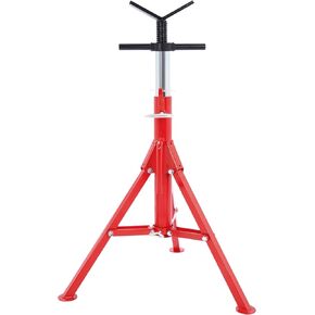 ECOTRIC V-Head Jack Stand Adjustable Height 28"-52" Folding Pipe Stand 2500 lbs Load Capacity Portable Stability Stand Steel Red