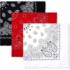 3Pcs Paisley Pattern Bandanas for Men and Women Cowboy Bandana Handkerchiefs Square Head Wrap Scarf