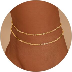 Gold Anklets Bracelets for Women Waterproof,14K Gold Plated Anklets for Women,Dainty Layered Anklets Set Anklet Bracelets for Women Gold Jewelry Gift