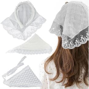 Hair Scarf Headband and 2 Pack Lace Hair Bandana, White Lace Bandana, Fashion Accessories, Soft and Non-Slip, for Styling Decor