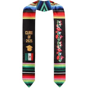 Mexican Graduation Sash Vibrant Print Mexican Flag Stole for Grads Mexican American Sash Class of 2025 in Kuwait