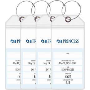 Princess Cruise Luggage Tag Holders [4 Pack] – Waterproof, Durable Plastic with Steel Loops – Fits All Princess Ships by AnchorsUp