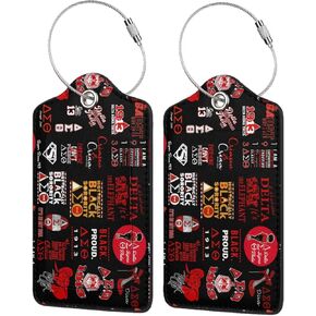 2 Pack Luggage Tags Sorority Paraphernalia 1913 Sorority Gifts for Women Pu Leather Baggage Tag Privacy Cover ID Label with Stainless Steel Loop Suitcase Travel Bag Labels