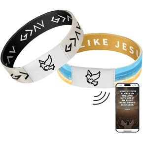 2 Pack Bible Verse Bracelets with NFC,Christian Daily Bible Verse Bracelet Wristbands for Women Men Teens,Elastic Inspirational Christian Wearalble Bracelet