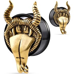COOEAR Black Gauges for Earrings, Double Flared Plugs and Tunnels, Screw Back Piercing Expander.
