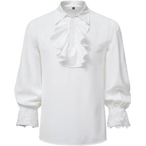 Aifarld Mens Pirate Shirt Renaissance Costume Shuffle Poet Vampire Poet Gothic Medieval قمصان عيد الهالوين