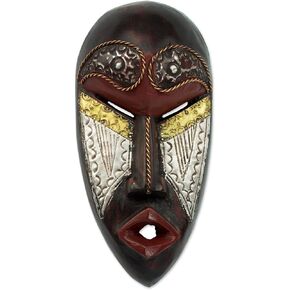 Novica Decorative Wood Mask ، Brown "Fear Hem"