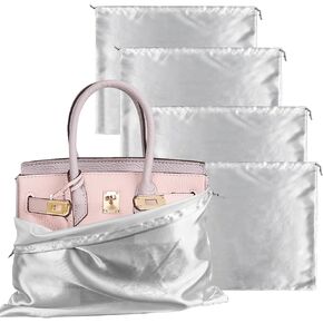 Dust Bags for Handbags Silk - 4 Pack Silk Dust Cover Bags for Storage,Drawstring Travel Storage,Pouch for Handbag Purse Shoes Boots,White (15.7×19.6 Inch)