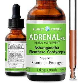 قطرات السائل اليومية الغدة الكظرية. يدعم العافية والطاقة. ملحق مع الأعشاب التكيف Ashwagandha ، Eleutero ، Rhodiola & Cordyceps