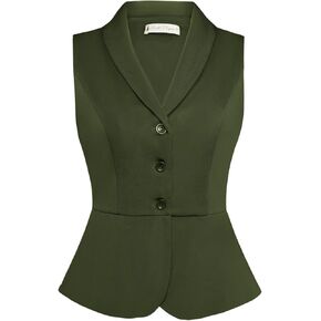 Belle Poque Women's Vintage Vest Top Lapel Collar Button Down Waistcoat V Neck Peplum Dressy Suit Vest for Shirts