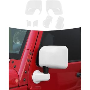مجموعات غطاء مرآة جانبية 6pcs لجيب Wrangler JK JKU 2 & 4Doors 2007-2018 ، أغطية غطاء مرآة الرؤية الخلفية+الإكسسوارات الخارجية الأساسية البيضاء