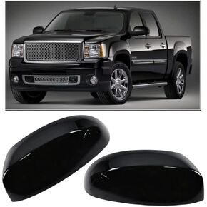 Mirror Covers Caps Compatible with Chevrolet Silverado Tahoe, GMC Sierra Yukon Cadillac Escalade 2007 2008 2009 2010 2011 2012 2013 2014 (GLOSSY BLACK)