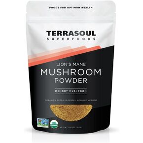 Terrasoul Superfoods Manic Lion's Mane Mushroom Powder (4: 1 مقتطف) ، 5.5 أوقية