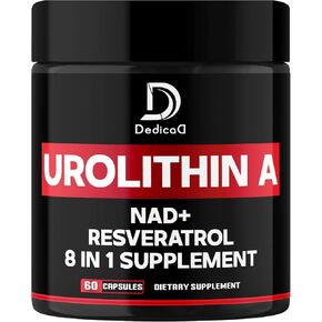 urolithin مكملة 1000 ملغ مع NAD+، CoQ10 ، ريسفيراترول و 4 آخرين للرجال والنساء - 60 كبسولة لمدة 30 يومًا