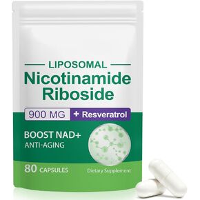 NAD Nicotinamide Riboside 900, Nicotinamide Riboside, NAD+ Supplement, with Posomal Resveratrol, Quercetin, Supports Healthy Anti-Aging, Improves Immunity - 80 Capsules