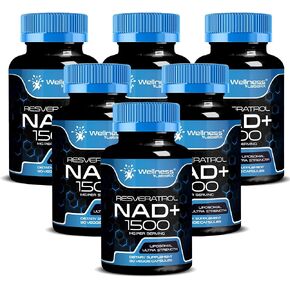 ملحق NAD ، 1500mg - ملحق Liposomal NAD+ مع ريسفيراترول ، NAD Plus Boosting - دعم الصحة الخلوية ، القدرة على التحمل والشيخوخة الصحية - كبسولات القوة الفائقة ، الولايات المتحدة الأمريكية مصنوعة - 6 حزمة