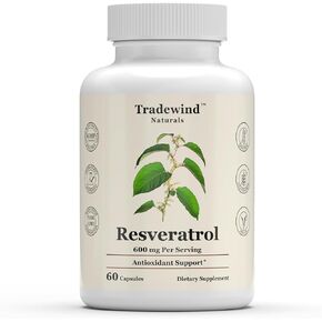 Resveratrol 600mg - Vegan - Non-GMO - Support Healthy Aging and Cardiovascular Health - Rich in Antioxidants - 60 Vegetable Capsules