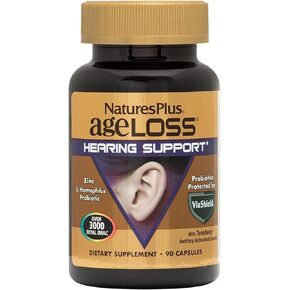 Natures Plus Ageloss Hearing Support - 90 Capsules - نباتي وخالي من الغلوتين - 30 حصصًا