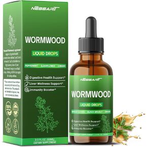 قطرات Wormwood Liquid - القرنفل الكاملة ، الجوز الأسود ، الزنجبيل - صحة الجهاز الهضمي ، العافية في الكبد ، معززة المناعة - مصنوعة في الولايات المتحدة - 2.0 فلوريدا أوقية (60 مل)