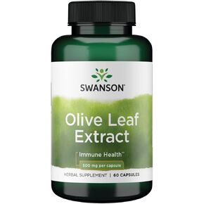 ملحق مستخلص أوراق الزيتون Swanson - موحد إلى 20 ٪ من Oleuropein - (500 ملغ ، 60 كبسولة)