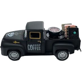 Vintage Metal Pickup Truck Coffee Decorations for Coffee Bar – with Coffee Beans Burlap Sack | Farmhouse Kitchen Decor & Coffee Station Accessories | Rustic Home & Coffee Shop Decor