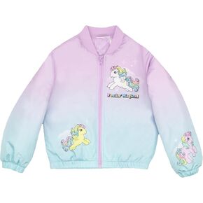 My Little Pony Feelin' Magical Girls Varsity Bomber Jacket - Lightweight Zip-Up Graphic Print Jacket for Kids