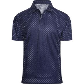WARHORSEE Mens Golf Shirt Short Sleeve Super Stretch Printed Golf Polo Moisture Wicking Dry Fit Polo Shirts for Men