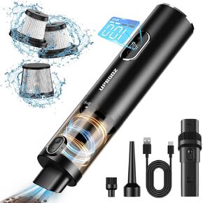 Car Vacuum, Handheld Vacuum Cordless with 14000PA Powerful Suction with LED Light, Air Duster 2-in-1,Low Noise Rechargeable Portable Vacuum Cleaner for Car Home Pet Office