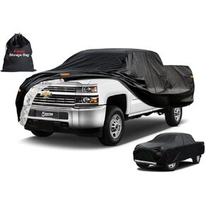 Kayme Truck Cover Custom GMC Sierra (2002-2025) مزدوج/تمديد/طاقم CAB SB. تغطية سيارة بيك آب خارجية خارجي كامل في الهواء الطلق غطاء سيارة مقاوم للماء كل الطقس. القنب القنب للحماية من غبار الشمس.