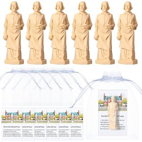6 مجموعات تمثال St Joseph لبيع منزل 6 راتنج صغير القديس يوسف تمثال مع 6 بطاقة صلاة التعليم و 6 أكياس أورجانزا ، تمثال القديس يوسف لبيع المنازل