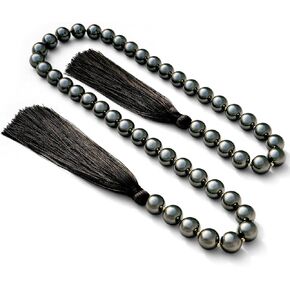 Glass Pearl Garland Tassel, 35inch Farmhouse Table Decor Healing Beads Boho Wall Shelf Hanging Decoration (White) in Kuwait