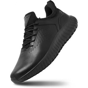 SHULOOK Men's Non Slip Work Shoes Lace Up Slip On Sneakers Waterproof Food Service Kitchen Chef Restaurant Slip Resistant Walking Shoes Lightweight Comfortable Working Footwear