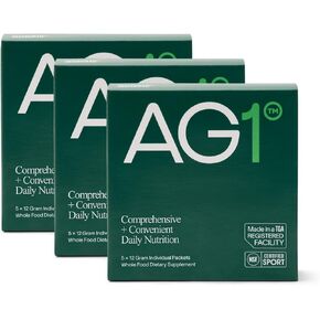 Ag1 Attlictic Greens Greens Powder ، تحسين صحة الأمعاء ، الفيتامينات المتعددة ، بروبيوتيك ، خالية من الغلوتين ، ودية نباتي و Keto ، 75 فيتامينات (حزم السفر ، 15 عدد)