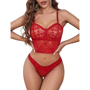 Avidlove Lingerie Sets for Women Sexy Sheer Lace Pajamas Bra and Panty Sets 2 Piece Nightwear