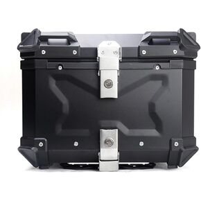 Motorcycle Tail Box 36L/45L Heavy-Duty Delivery Cargo Trunk with Waterproof Lid & Anti-Shock Base-Universal Rear Storage Case for Food Delivery, Courier, Riders, Black (45L)