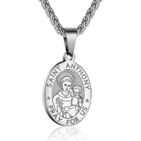 RS Saint St Michael/Christopher/Jude/Benedict/Joseph/Anthony Medal Necklace for Men Boys 24 In Religious gifts