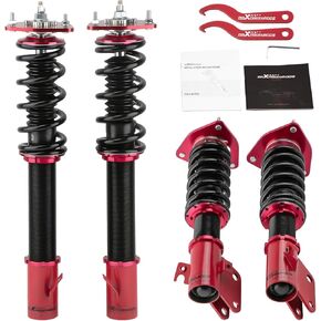 maXpeedingrods Coilover for Subaru Impreza WRX 2000-2007, for WRX STI GDB 2000-2004, for Subaru Forester 2003-2008, 24 Level Damper Adjustable Coilovers Suspension Kit, Lowering Kit Red