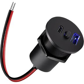 Acegoo Aluminium RV USB Outlet w/Switch 30W Type-C & 18W Type A Car Charger Socket PD3.0 & QC3.0 Dual Port Fast Charging 12/24V USB Abstories for RV Camper Truck Boat Golf (2pcs)
