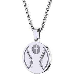 seensea Sports Pendant Necklace Baseball Inspirational Bible Verse Luke 1:37 Christian Gift for Men Women
