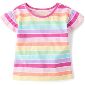 The Children's Place Girls' Short Sleeve Ruffle Print Top