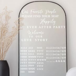 4 Pcs Wedding Mirror Welcome Sign Decal Seating Chart Stickers DIY Wedding Party Supplies Removable Vinyl Letter Decals for Bridal Shower Marriage Reception(Black)