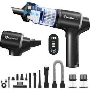 Hand Held Car Vacuum Cordless, 20000PA High Power Handheld Portable Vacuum & Air Duster for Car Home, 4-in-1 Mini Vacuum Cleaner with LED Display - Vacuuming, Blowing, Inflating & Deflating