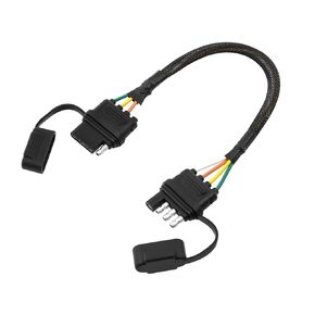Gonice 4 Pin Flat Trailer Extension 12 inch, 4-Way Connector with Rubber Dust Cover, 16 AWG Pure Copper Wire for Vehicle & Trailer, Weather-Resistant Wiring Harness