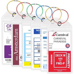 [2025 Cruise Essentials Kit] 4 Waterproof Clear Luggage Tags + 2 Detachable Lanyards & 4 Magnetic Hooks | Cruise Must Haves Set for Carnival NCL MSC Princess All Cruise Lines