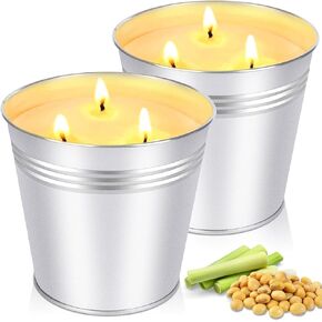 Citronella Candles Outdoor - Large 34oz Citronella Candle for Patio up to 200 Hours Burning, 3-Wick Summer Outdoor Candles Bulk for Home,2pcs Soy Wax Candle for Garden Camping Party Yard Balcony