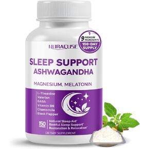 دعم النوم مع Ashwagandha Magnesium ، الميلاتونين ، L-ثيانيين ، فاليريان ، البابونج-مساعدات النوم الطبيعية* للنوم المريح* ، الاسترخاء* وترميم*-مصنوع في الولايات المتحدة الأمريكية